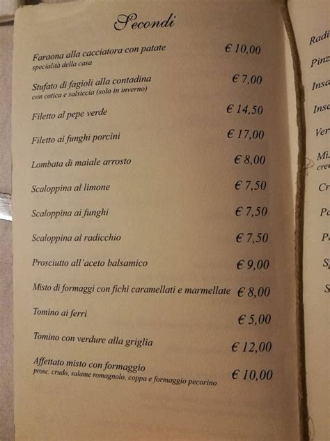 trattoria la miseria menu